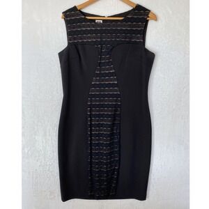 Elegant Black Lace Sheath Dress Women's Sleeveless Cocktail Party Size L